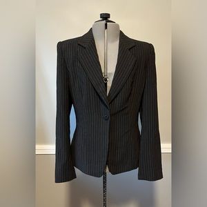 Armani Collezioni Black/Ivory 1 Button Pinstripe Jacket Size 4